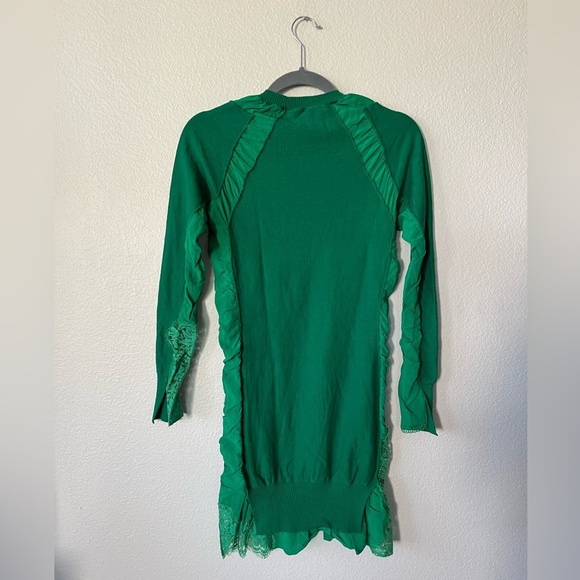 Stella McCartney Silk Mix Knit Sweater Lace Dress Kelly Green Women's Size 34/XS - Picture 9 of 16